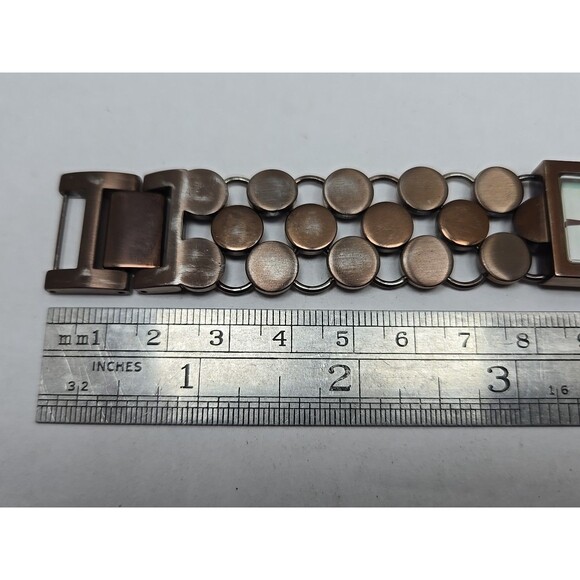 Fossil ES1716 Womens Quartz Bracelet Watch Coin Link Band New Battery Bronze MOP - Picture 9 of 11